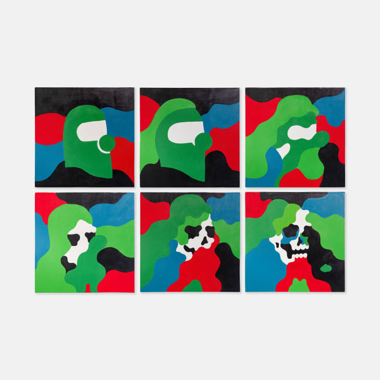 Michael Fikaris 1973 ~ PresentWeather on All Grounds, 2021 Signed and Dated on Reverse of Panel Acrylic and gouache on pine plywood panel 30 × 30 × 0.5 cm