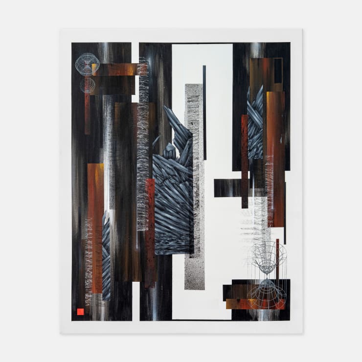 Benjamin Knock 1990 ~ PresentPlagioclase (-19.357414, 169.320053), 2024 Signed on Reverse Oil, acrylic, atomised pigments & plastisol on canvas 99 × 79 × 2 cm