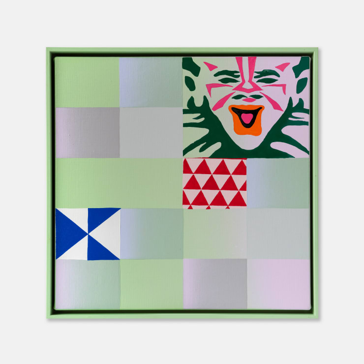 Lucas Croall You’re Clownin’ Around, 2023 Acrylic, Aerosol, Gloss and Enamel on Linen 44 x 44 cm (unframed) 47 x 47 x 4.5 cm (framed)