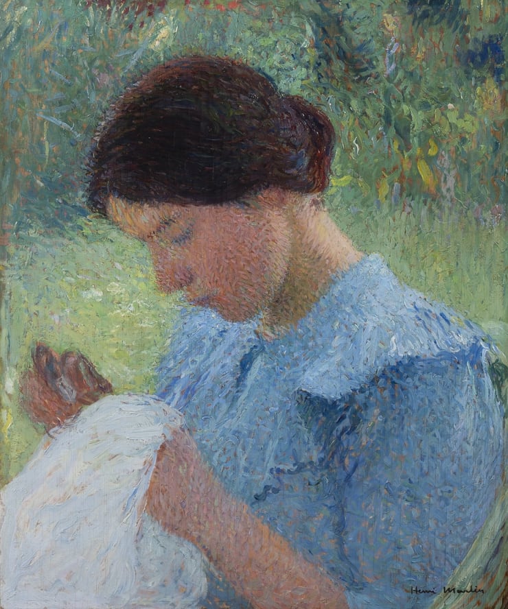 Henri Martin (1860-1943), Jeune femme cousant