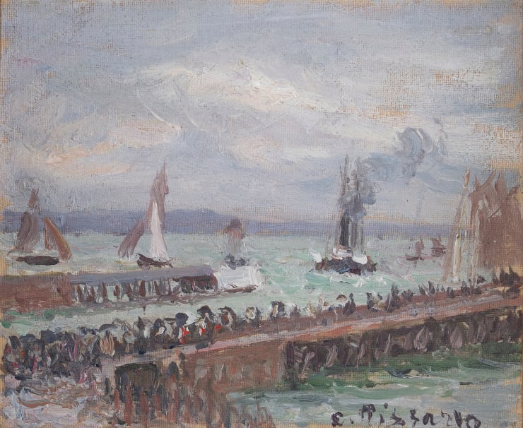 Camille Pissarro (1830-1903), Entrée du port du Havre et le brise-lames ouest, soleil, mer agitée, 1903
