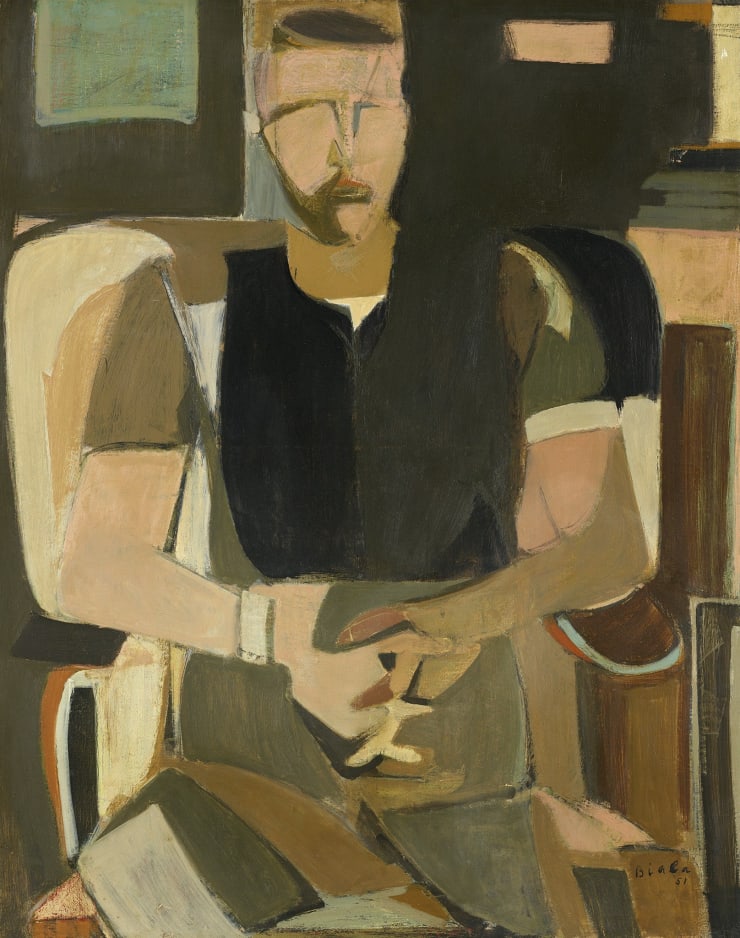 Janice Biala Homme Assis (Portrait of Alain), 1951
