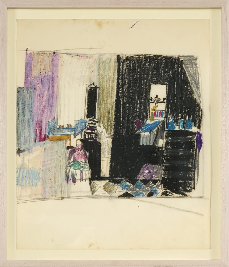 Janice Biala Study for "Intérieur à Grands Plans Noirs, Blancs, Rose,", c. 1972