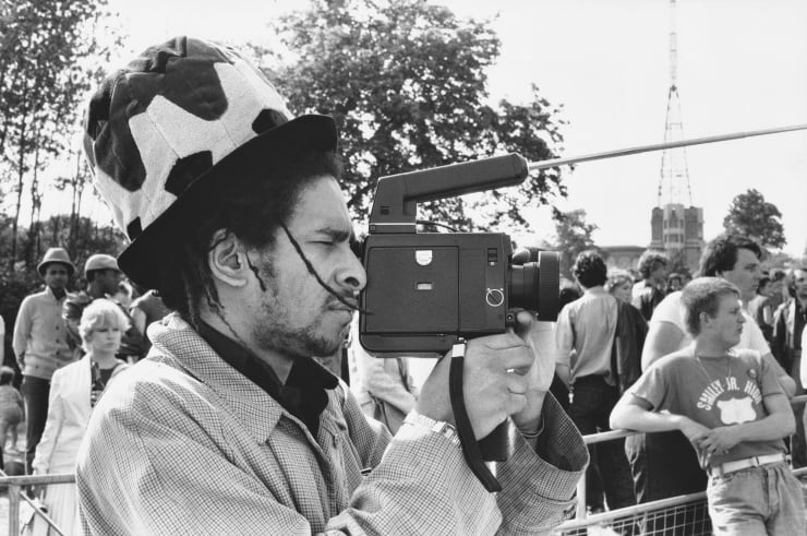 Caroline Coon, Don Letts filming at the Rock Against Racism concert, 1978