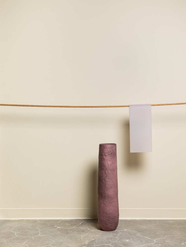 Marie Herwald Hermann compound and bridges, 2025 stoneware, silicone, and cherrywood 85 x 45 inches