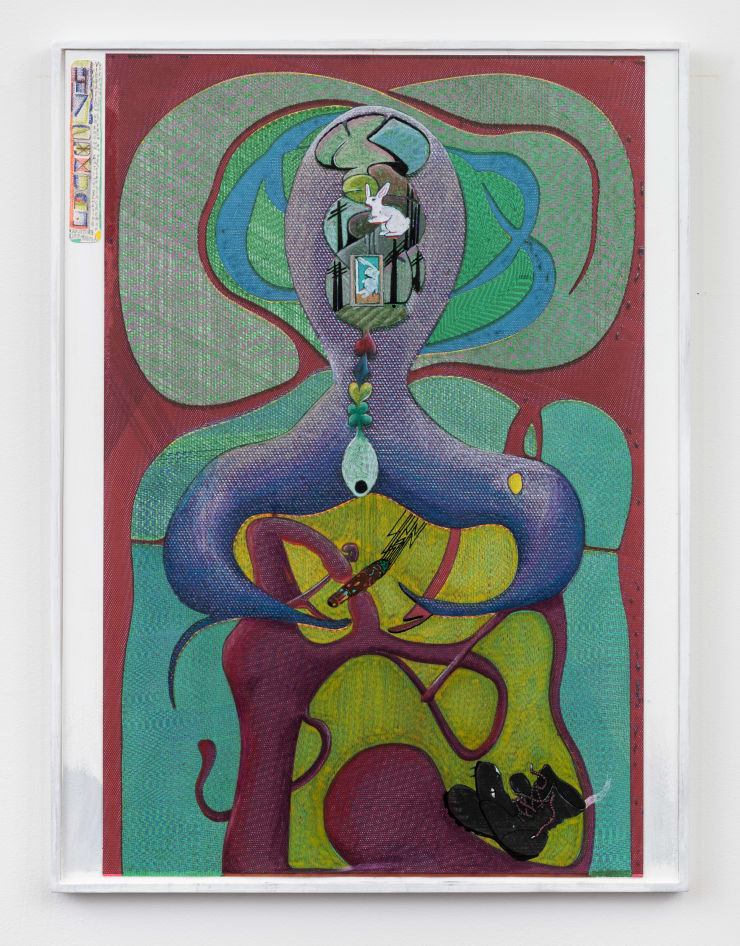 Jacques Louis Vidal The Mechanical Way We Fuck With Things, 2023 archival ink, pencil, and acrylic on paper, collage elements mounted on masonite panel 24.25 x 18.25 inches