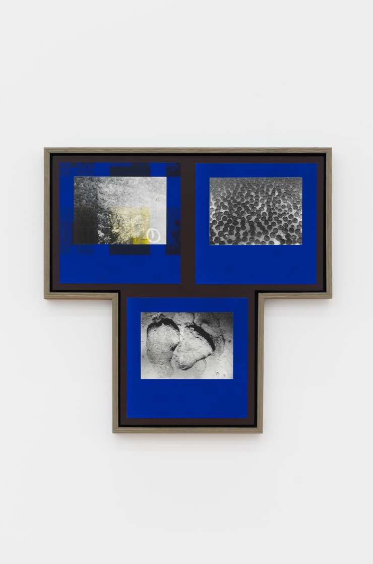 Jamilah Sabur Eltanin (bleu outremer), 2022 silkscreen on paper, water based ink, acrylic paint on wood panel, artists frame 32 x 32 inches