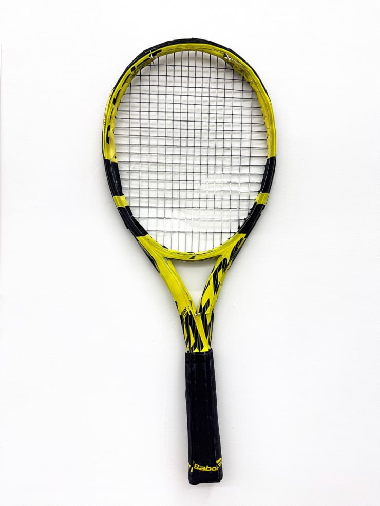 Daniel Gordon Babolat Racket, 2025 29 x 11 1/2 inches inkjet prints, paper, glue, foam core