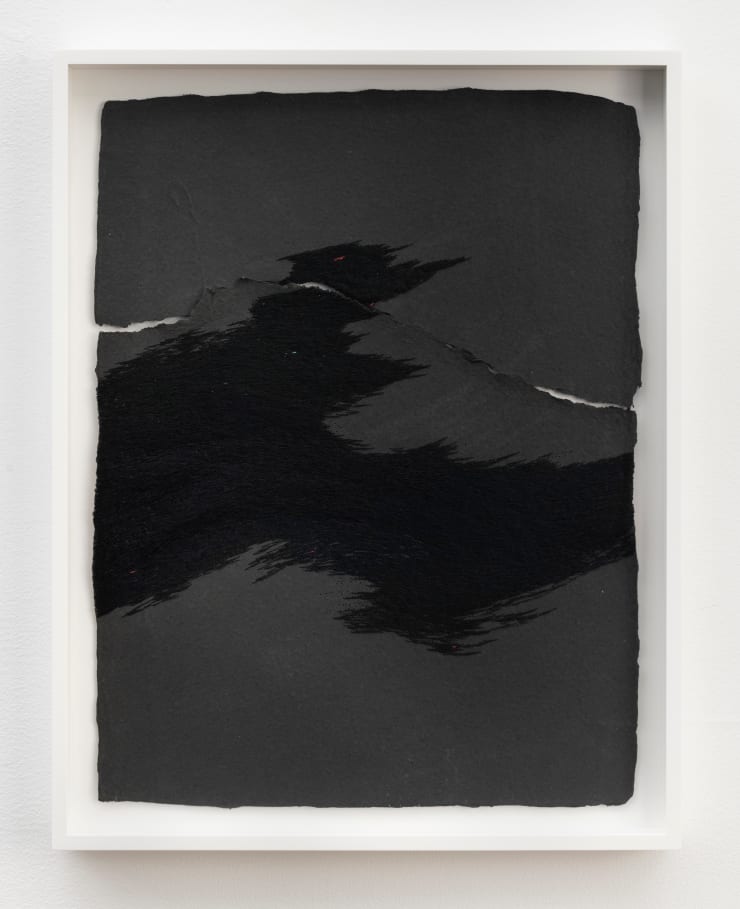 Jessie Henson Nocturne (Dark was the Night), 2020 polyester and rayon thread on handmade paper 22.5 x 18 x 2 inches framed