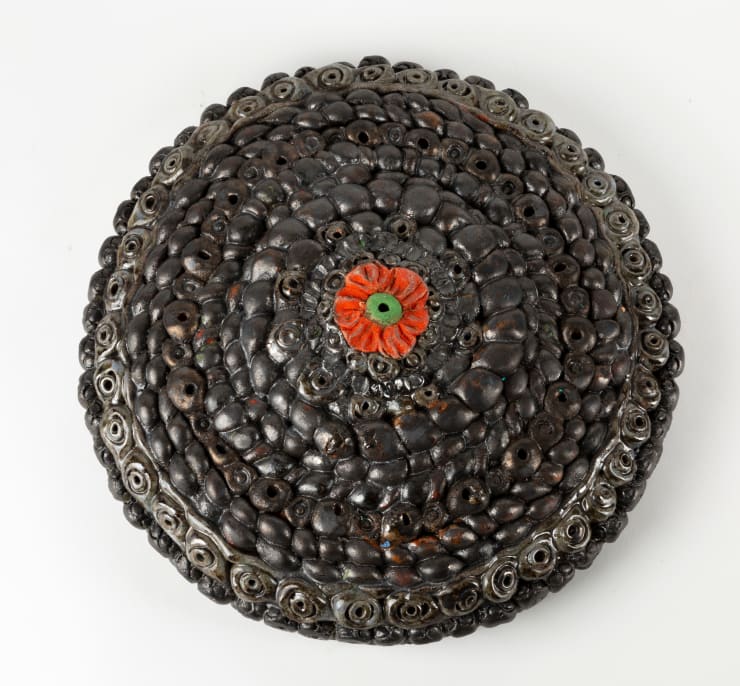 Niki Ford Cyclops Cleverly Disguised as a Carbon Breast, 2024 stoneware, underglaze, glaze, mason stain and tung oil 13 x 3.5 inches