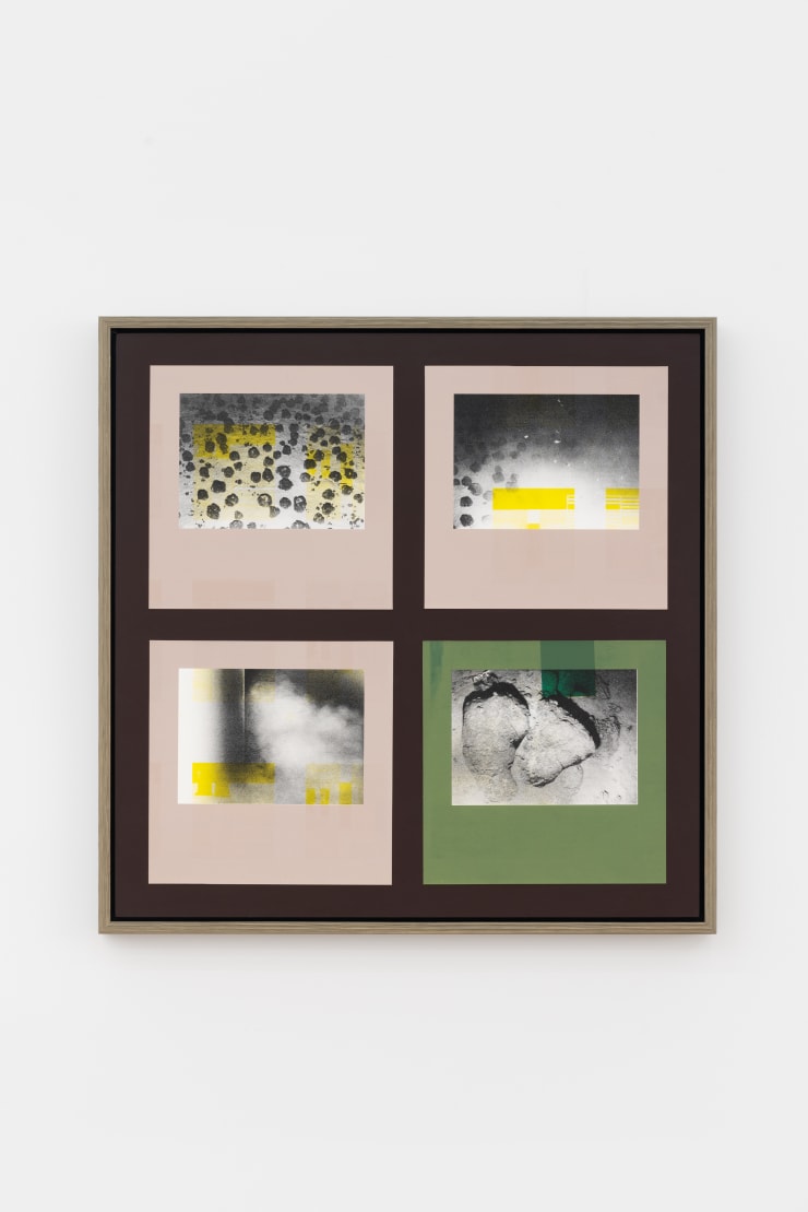 Jamilah Sabur Eltanin (mauve très pâle-vert), 2022 silkscreen on paper, water based ink, acrylic paint on wood panel, artists frame 35 x 35 inches