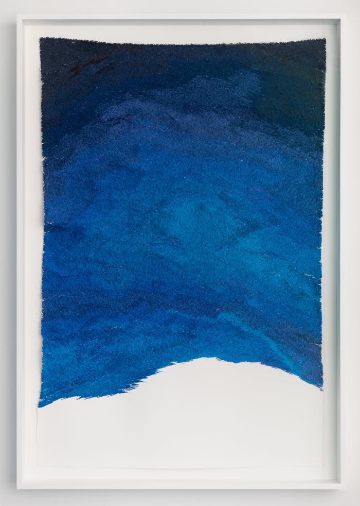 Jessie Henson On the Line III, 2024 Polyester and rayon thread on paper 44 x 29 x 2 inches 48 3/16 x 33 5/16 x 3 1/2 inches framed