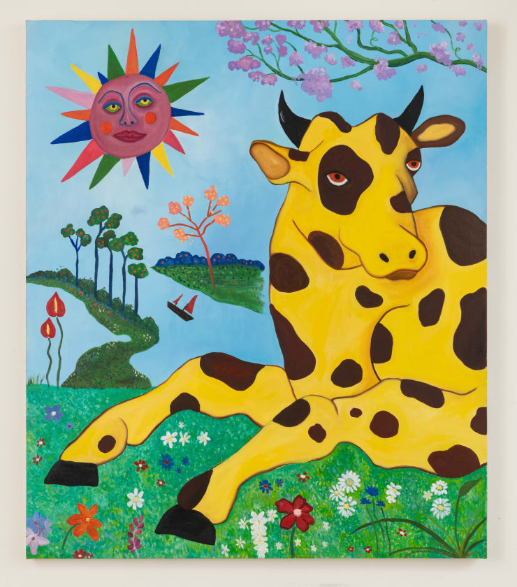 Mickey Lee The Spotted Cow, 2024 oil on canvas 43 x 37 inches