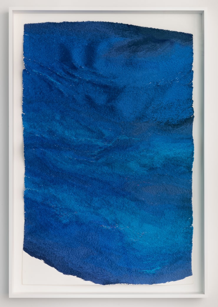 Jessie Henson On the Line IV, 2024 Polyester and rayon thread on paper 44 x 29 x 2 inches 48 1/8 x 33 x 3 9/16 inches framed