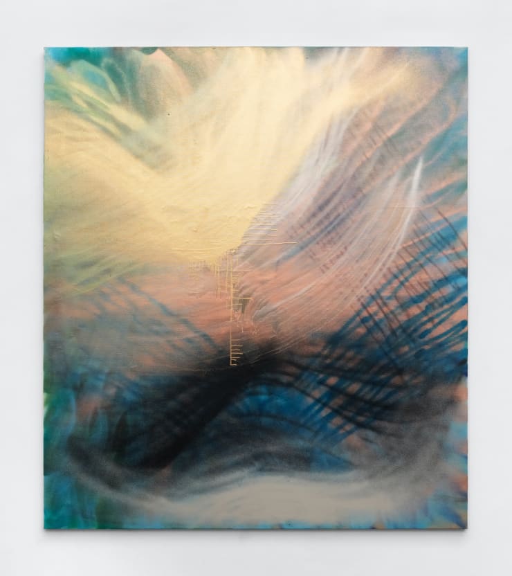 Andrea Marie Breiling For Golden Hands To Come Alive (A Miracle Is Happening), 2021 spray paint on linen 83 x 73 inches