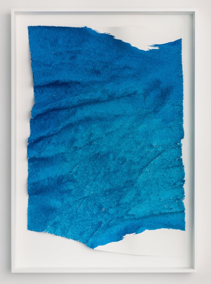 Jessie Henson On the Line VI, 2024 Polyester and rayon thread on paper 44 x 29 x 2 inches 48 1/4 x 33 15/16 x 3 1/2 inches framed