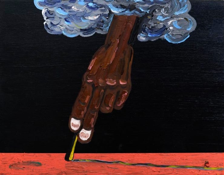 Devin Troy Strother Dragging Along, 2021 oil and acrylic on panel 14 x 18 inches