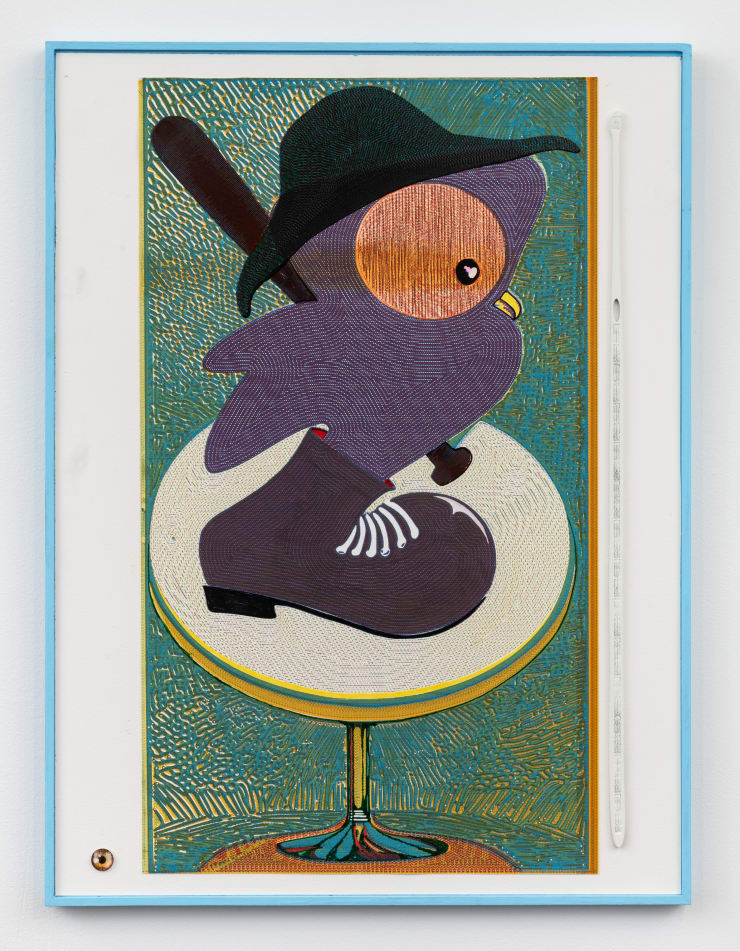 Jacques Louis Vidal Good Unknown Baseball Bird Strikes Again, 2023 archival ink, and acrylic on paper mounted on masonite panel 24.25 x 18.25 inches