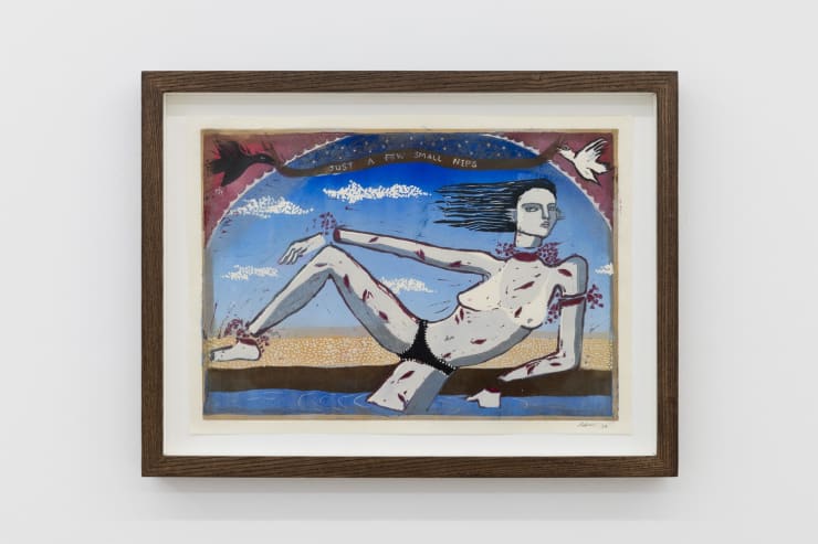 A small print of a topless woman by Alexi Marshall