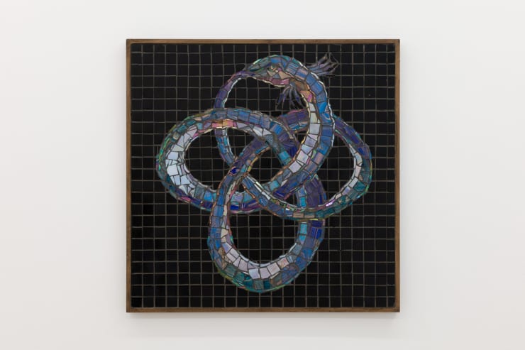 Blue and Black Snake Ouroboros Mosaic by Alexi Marshall