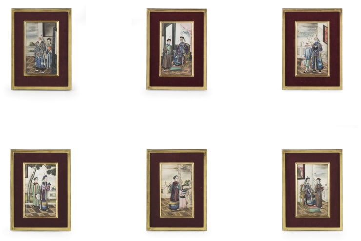 China, Series of six framed paintings depicting the Emperor and Empress in three stages of life: youth, maturity, and old age., China, XiX century