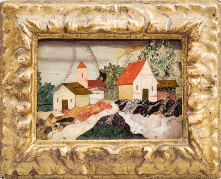 Prague School, Plaque in polychrome clerk marbles, XVIII century