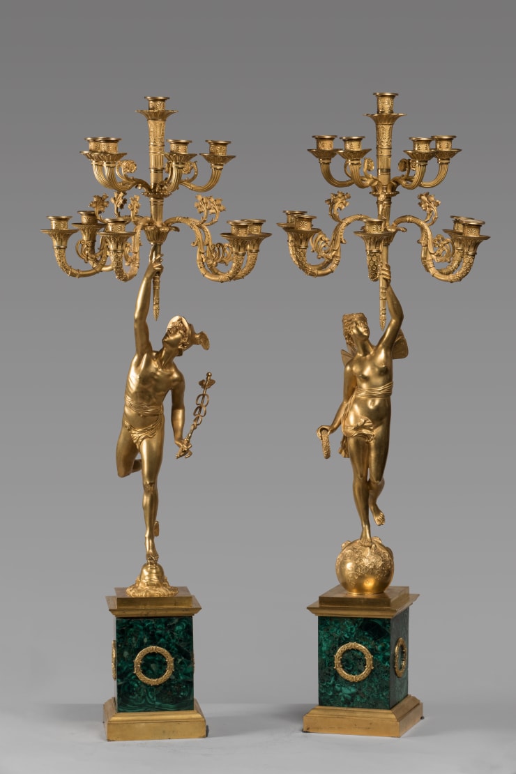 Pair of candelabra with Mercurio and Psiche, France; circa 1810