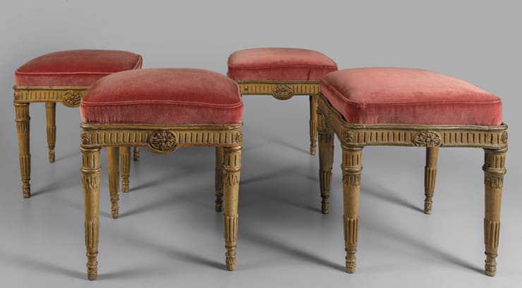 Set of four Louis XVI stools, Piedmont, late 18th century