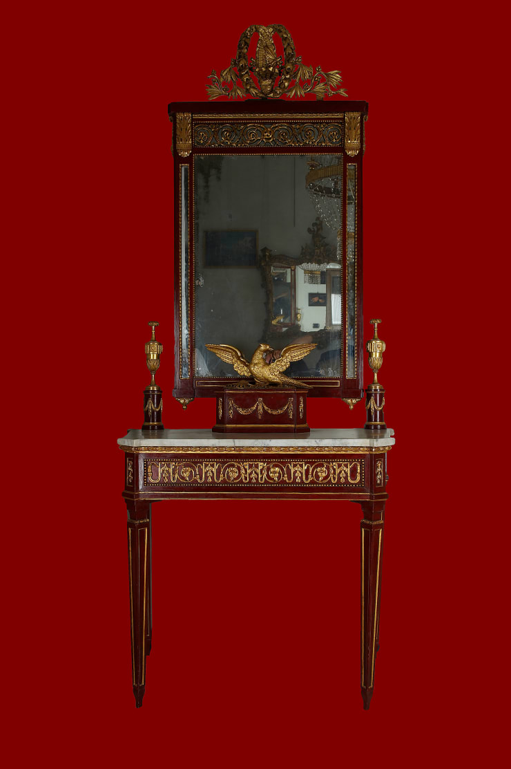 Console table with mirror Louis XVI, Lucca, Tuscany, XVIII secolo