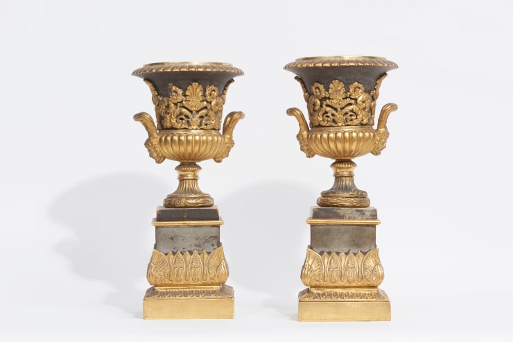 Pair of two handled terracotta vases , France, early19th century