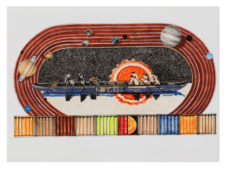 Mariam Abouzid Souali, Cosmic collision - Preparatory sketch, 2023