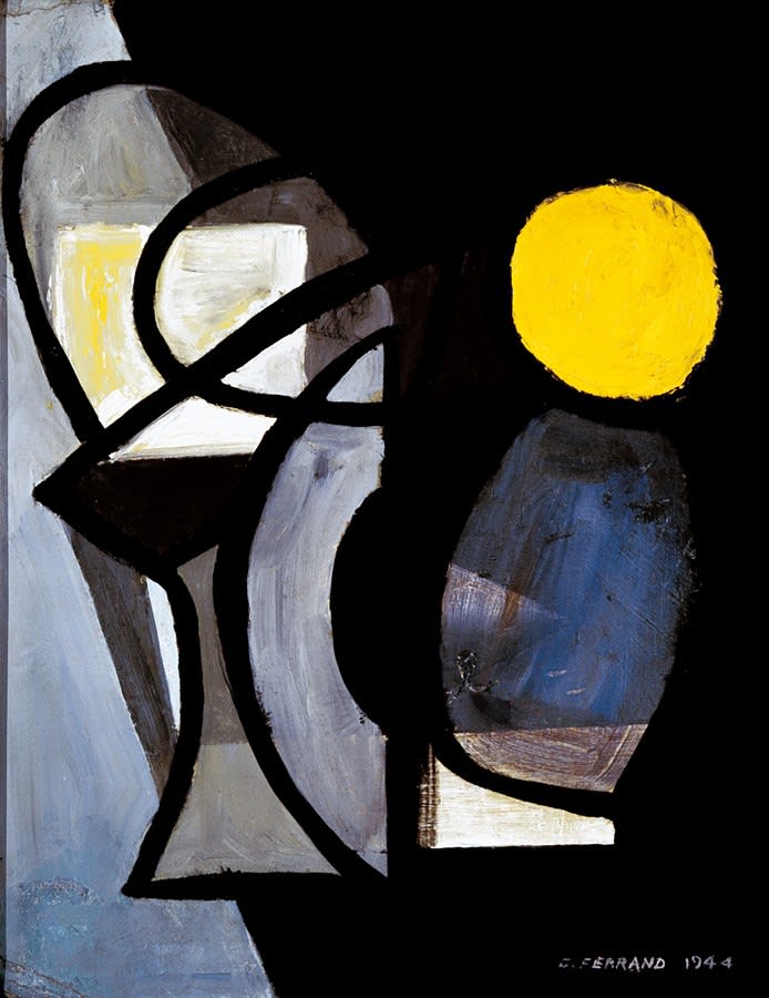 Claude Ferrand Soleil jaune, 1944 Peinture - Huile sur toile