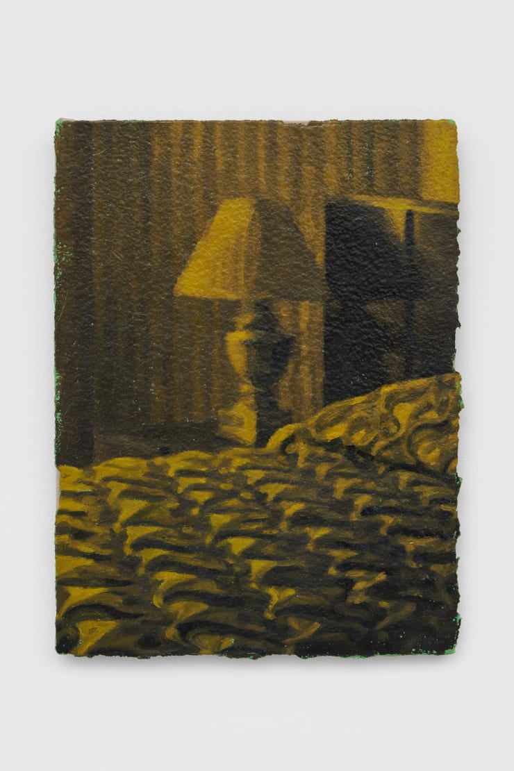 Tim Wilson Motel Room, 2021 Oil on paper mounted on linen stretched panel 39.4 x 29.2 cm 15 1/2 x 11 1/2 in