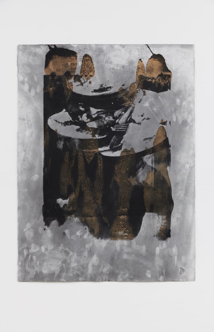 Olu Ogunnaike Dead Chat, 2018 Charcoal silkscreen on paper 760 x 560 mm