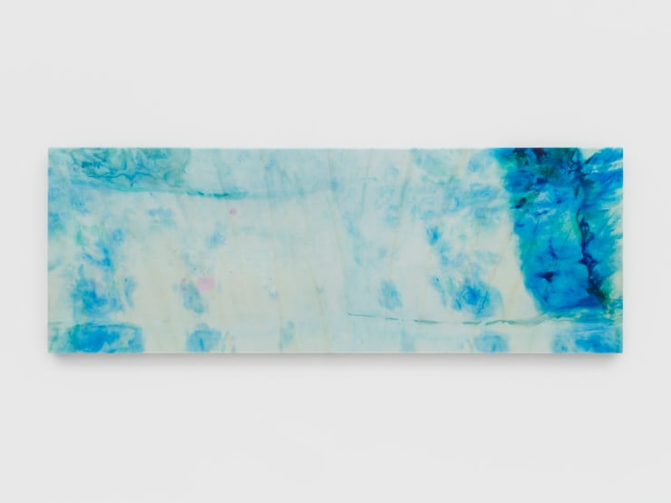 Max Boyla Winded, 2025 Dye, acrylic and bleach on satin 50 x 140 cm 19 3/4 x 55 1/8 in