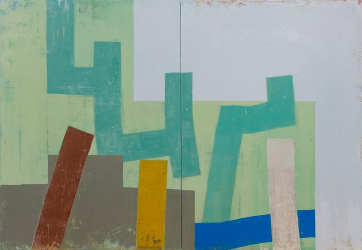 Joseph Goody Pale Slow Green, 2017 Oil on canvas 1800 x 2600 mm (diptych)