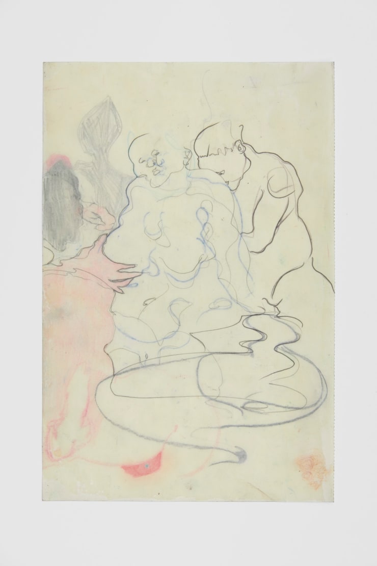 Cat Roissetter Study for King’s Maid Dream , 2020 Colour pencil, graphite, crayon, on olive oil primed paper 295 x 197 mm