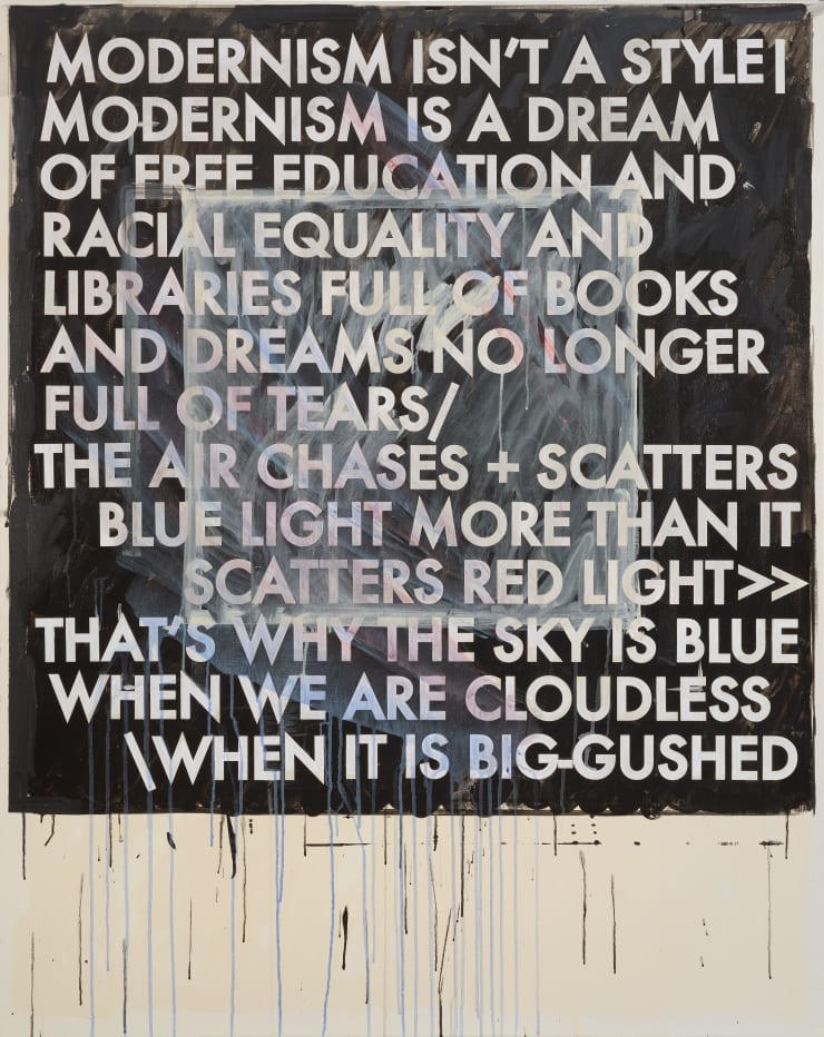Robert Montgomery Hammersmith Poem/Malevich Painting (Modernism Isn't a Style), 2017 Acrylic and oil on canvas 1525 x 1215 mm