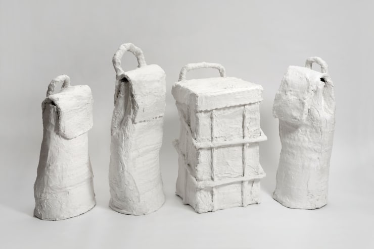 Joe Sweeney Untitled (Wheelie Bags), 2016 Plaster and Chicken wire Dimensions variable