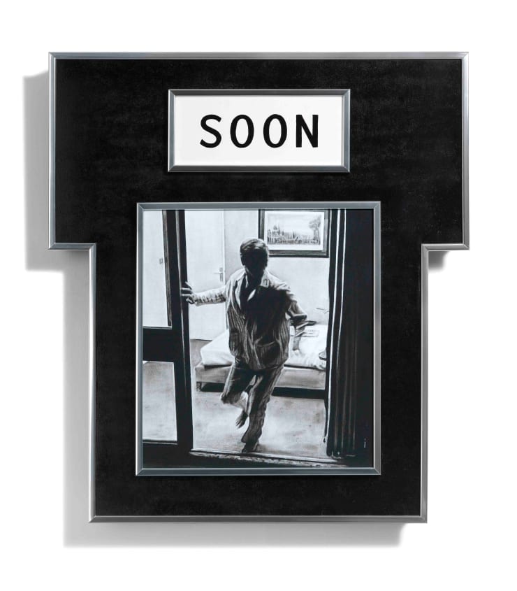 Nina Fowler Soon II: One Femme Mariee, 2013 Black chalk on paper, wood and lead paint 90 x 81 x 7 cm