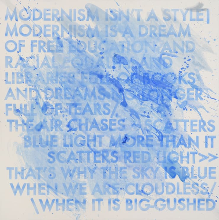 Robert Montgomery Hammersmith Poem/Malevich Painting (Modernism Isn't A Style), 2017 Acrylic and oil on canvas 1015 x 1015 mm
