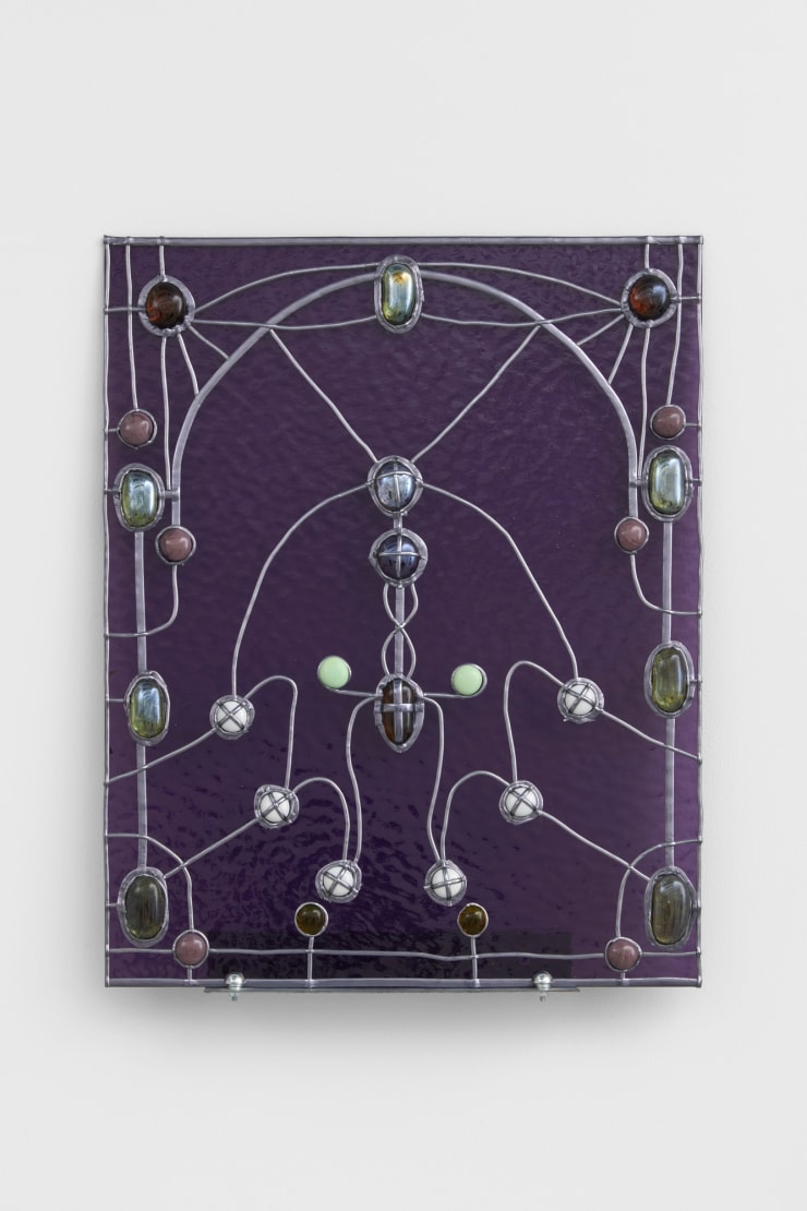 Jenna Kaës Manor Glass Shutter, The Soprano Pipistrel, 2021 Glass, lead 50 x 43 x 6 cm 19 3/4 x 16 7/8 x 2 3/8 in