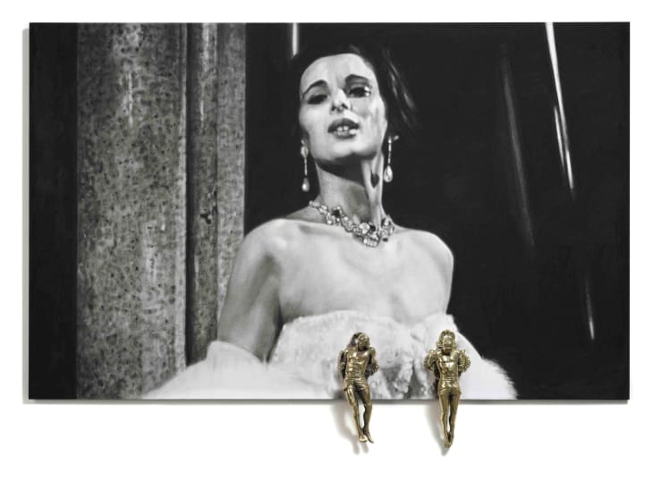 Nina Mae Fowler Lucia (Knockers V), 2013 Black chalk on paper and brass 95 x 152 cm