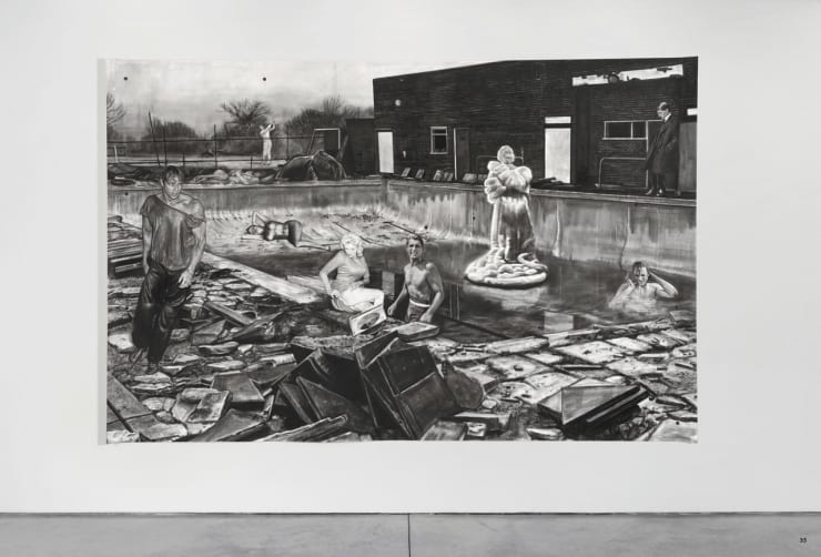 Nina Mae Fowler b.1981Swansdown, 2017 Signed and dated on reverse Charcoal on paper, eyelets 165 x 252cm