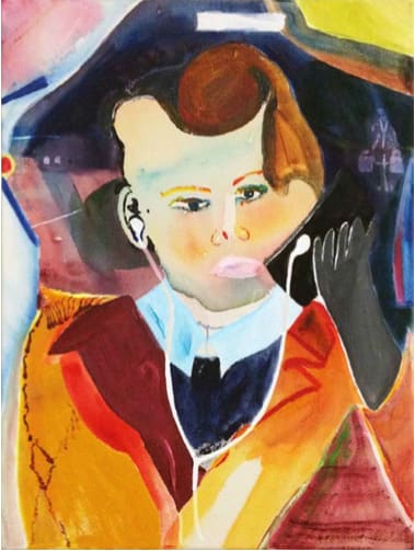 Alice McCabe Zurich Man on His I - Phone Twice, 2013 Acrylic on canvas 62 x 46 cm