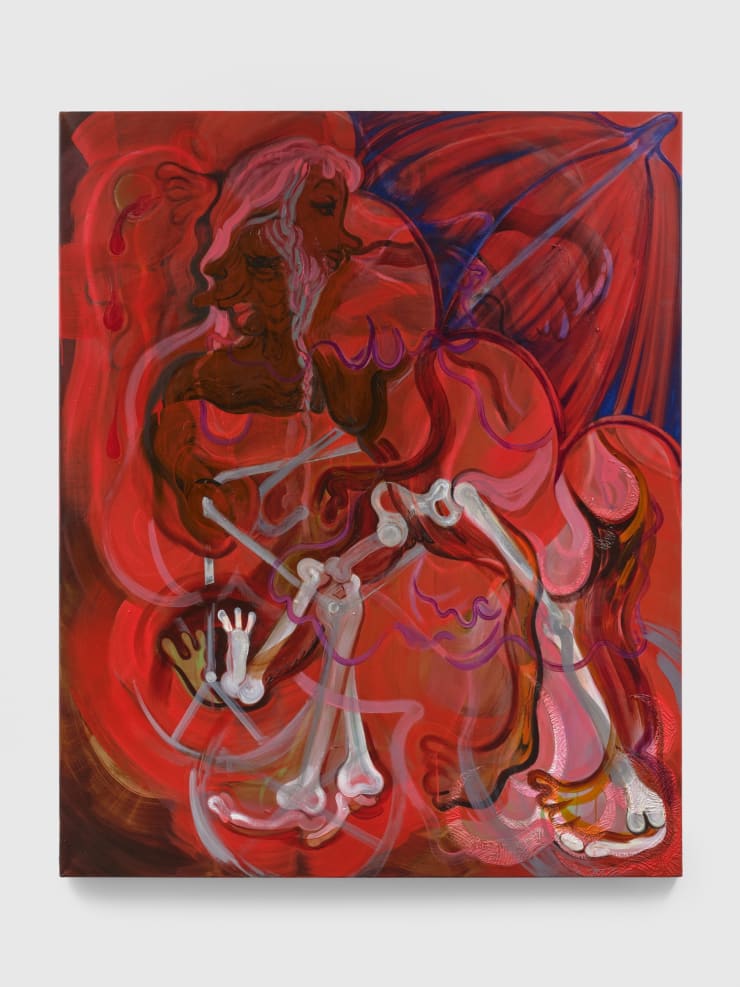 Kate Lyddon A Chrome Crone, 2024 Oil, acrylic and collage on linen 160 x 130 cm 63 x 51 1/8 in