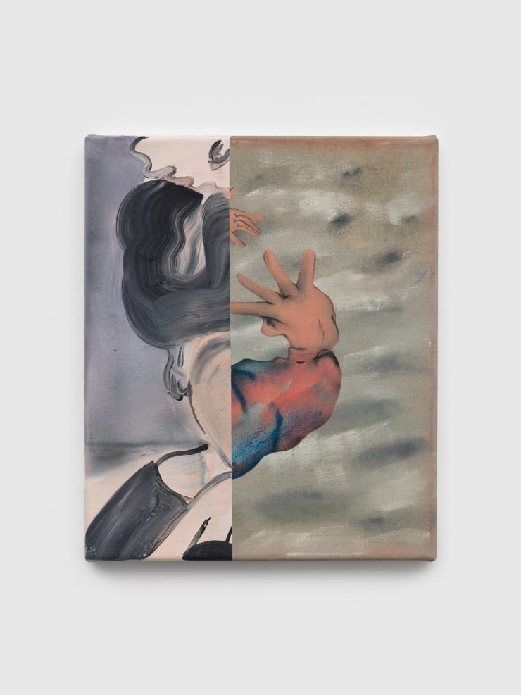 Fabian Treiber Dwellers 3, 2024 Acrylic, Ink, Gouache, Oil Crayon and Pastels on Nettle 30 x 25 cm 11 3/4 x 9 7/8 in