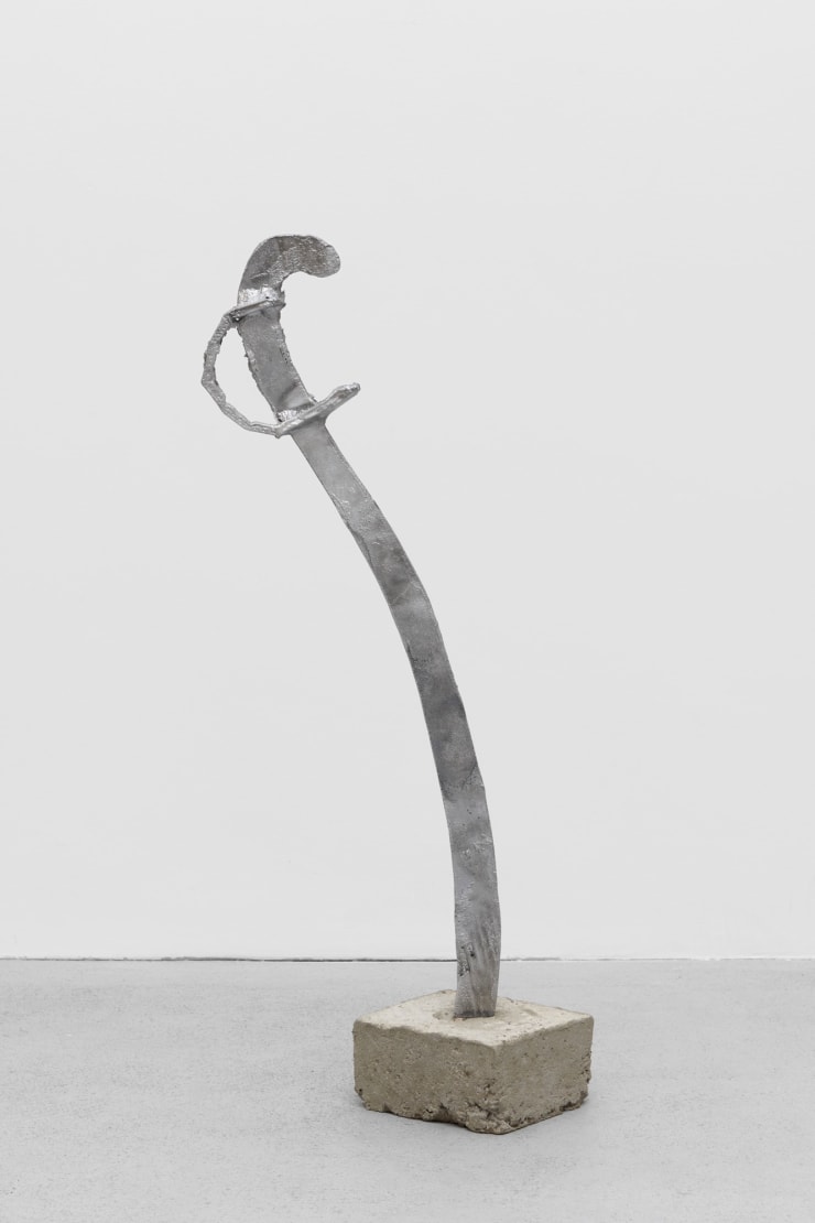 Joe Sweeney Pain is in the resistance (swords of the British isles), 2022 Sand cast aluminium and concrete 18 x 96 x 19.5 cm 7 1/8 x 37 3/4 x 7 5/8 in Dimensions approximate