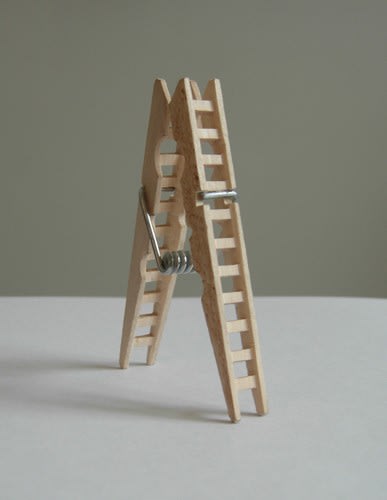 Akiko & Masako Takada A Ladder, 2007 Carved wooden clothes peg 73 x 51 x 1 mm