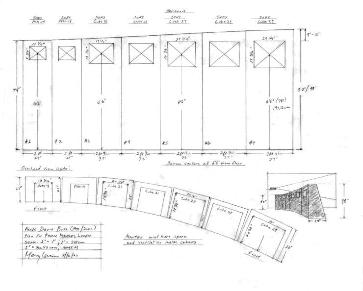 Mary Lucier, Preparatory Drawing for Paris Dawn Burn, 2022